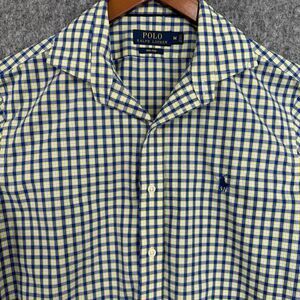 Polo Ralph Lauren Shirt Mens M Blue Yellow Plaid Button‎ Front Pony Long Sleeve